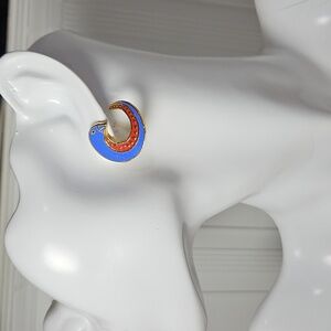 Laurel Burch Blue and Red Crescent Earrings